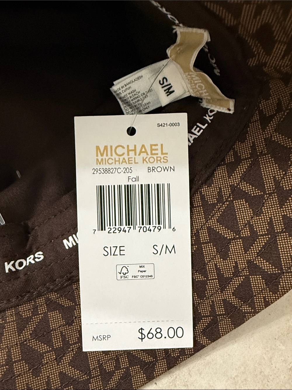 Michael Kors Brown Monogram Bucket Hat.. ladies size s/m.. nwt - Picture 2 of 6